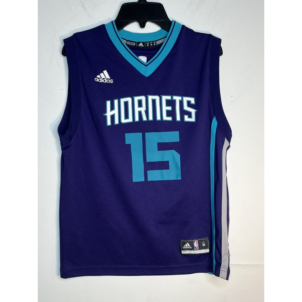 Charlotte Hornets Youth Jersey Kemba Walker #15 Adidas Swingman Striped Kids M